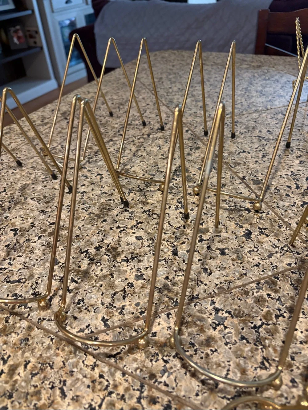 Gold Tone Vintage Ball Feet Plate Easels MCM Lof of 10!
